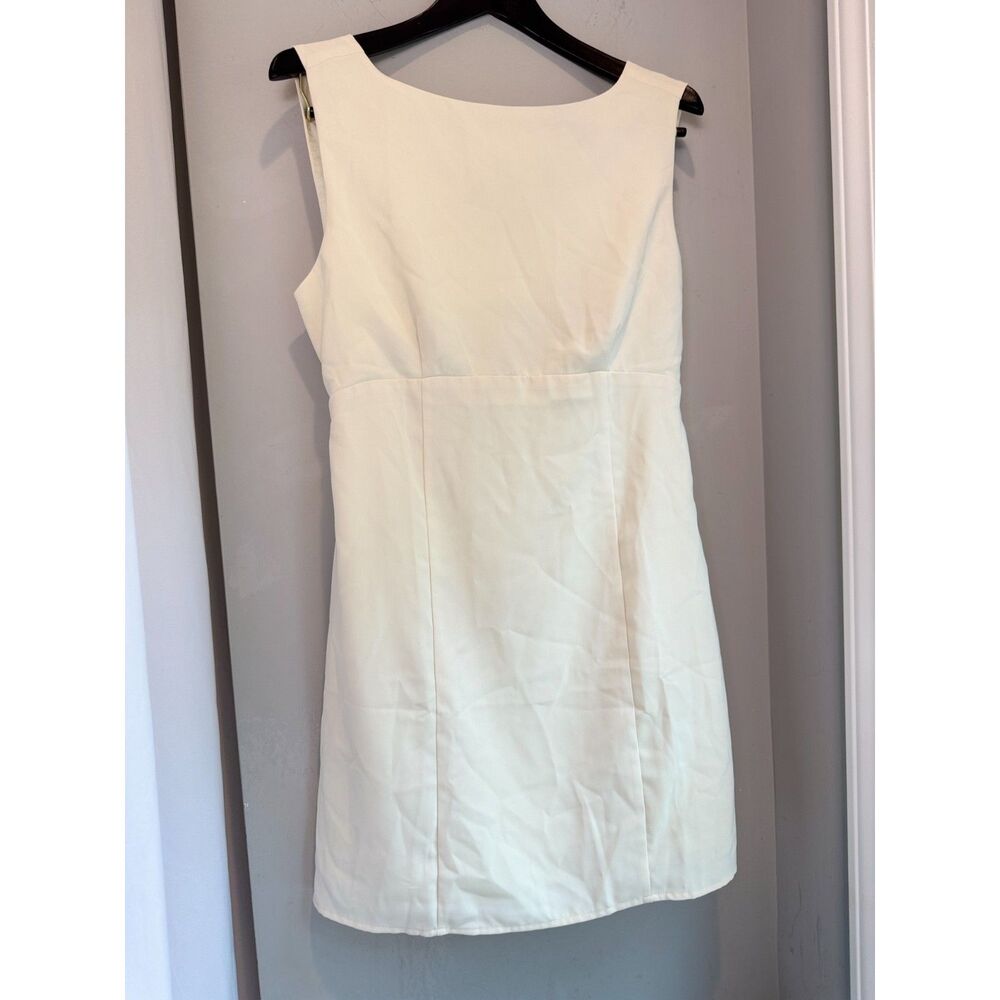 RIHOAS Women's Large Cream Bow Back Sheath Mini Dress Lined Open Back